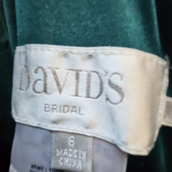 David's Bridal Teal Green Sheer V-neck Evening Gown Size 6 - Picture 6 of 6